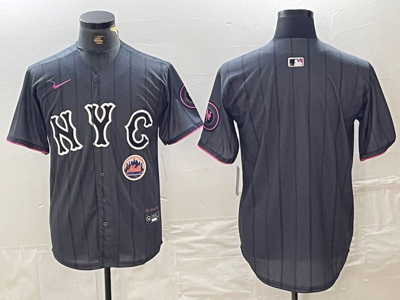 Men New York Mets Blank Black City Edition 2024 Nike MLB Jersey style 6